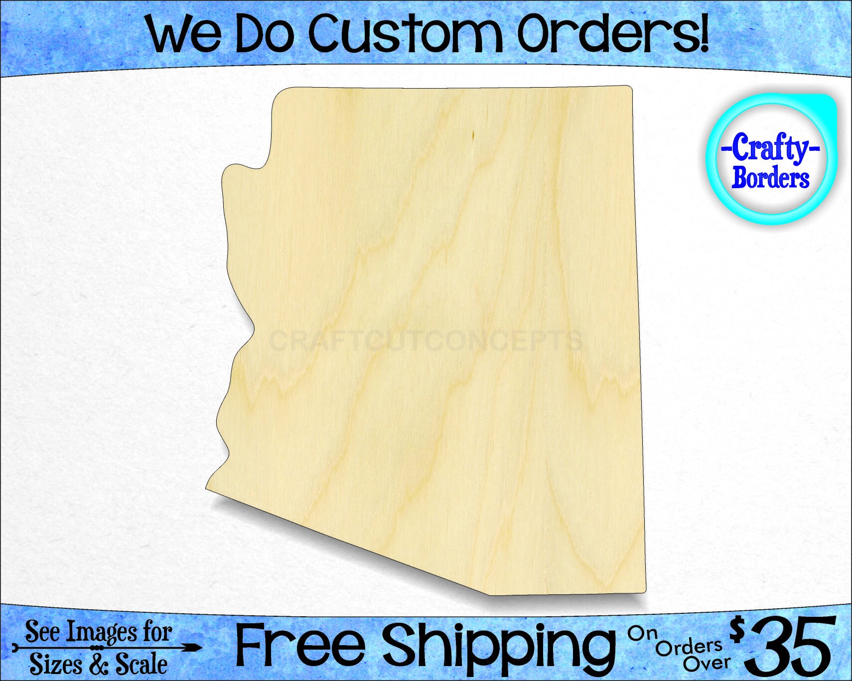 Arizona AZ Crafty Borders State Cutout Large &amp; Small Pick | Etsy