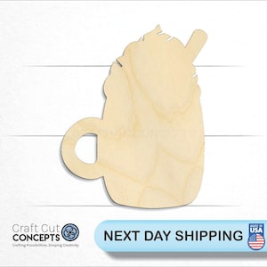 Hot Cocoa Mug with Whipped Topping - Laser Cut Unfinished Wood Cutout Craft Shapes