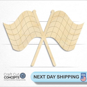 Double Checkered Flag - Laser Cut Unfinished Wood Cutout Craft Shapes