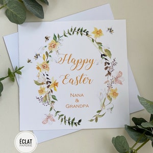 Carte florale personnalisée Happy Easter pour les grands-parents, Nana & Grandpa, Grandma, Granddad, Nanny, Gramps, Nanna,