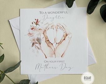 Tarjeta personalizada del Día de la Primera Madre para Hija / nuera - en - suegra, primer día de la madre.