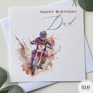 Carte d'anniversaire personnalisée de moto de saleté pour papa/père/oncle/frère - faite sur commande avec la relation