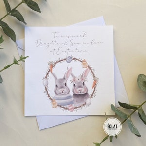 Carte personnalisée Bunny Happy Easter pour fille / gendre, fils / belle-fille