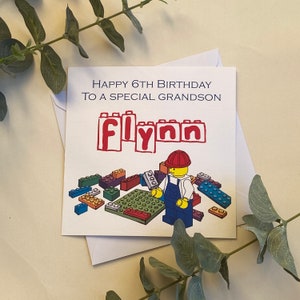 Carte d'anniversaire Lego personnalisée, FILS, PETIT-FILS, NEPHEW, n'importe quel nom, âge et relation