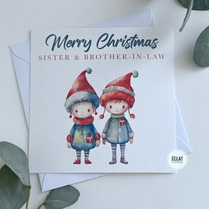 Personalized Christmas Card: Elf Couple for Sister & Brother-in-Law