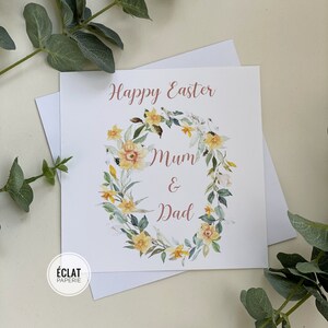 Carte florale personnalisée Happy Easter pour parents, maman et papa