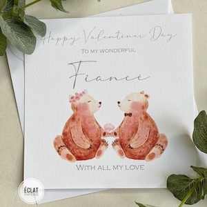 Personalised wife/ husband/ partner/ one I love/ fiancé Valentine’s Day card with cute bears