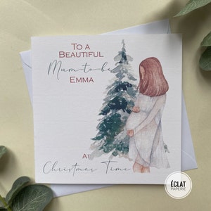 Carte de Noël personnalisée pour maman à être, maman enceinte à être.