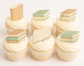 Edible Book Cupcake Toppers, Vegan Gluten-Free Wafer Card