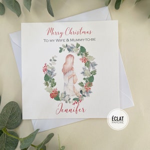 Carte de Noël personnalisée pour la femme et la maman à être, maman enceinte à être.