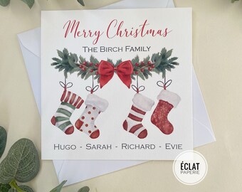 Personalized Family Christmas Card with Stockings