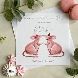 Femme personnalisée / mari / partenaire / celui que j’aime / fiancé Valentine’s Day carte avec couple de souris mignon, souris.