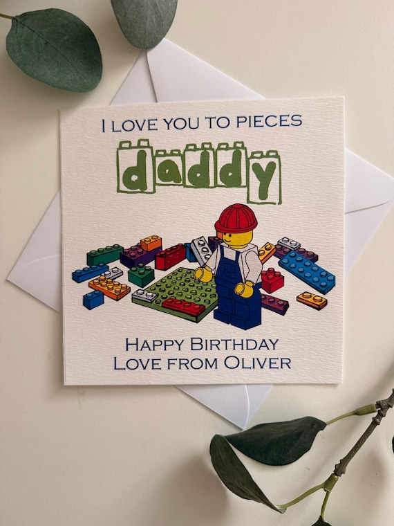 Personalized Lego Birthday Card for Dad, Grandad