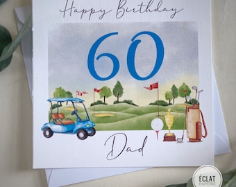 Personalised mens golf 40th/ 50th/ 60th/ 70th birthday card, golfing, golf ball and tee