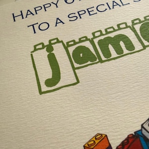 Personalised Lego birthday card, SON, GRANDSON, NEPHEW, any name, age and relation image 3
