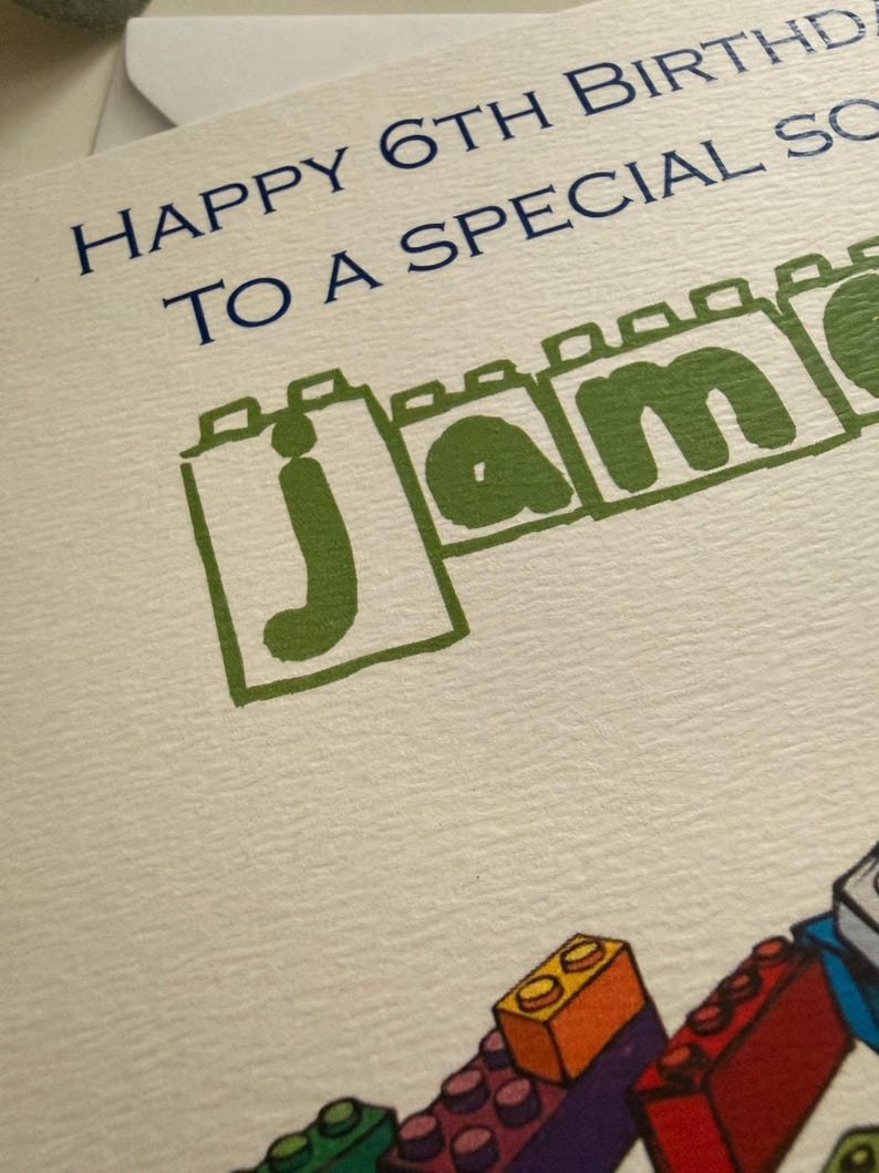 Personalised Lego birthday card, SON, GRANDSON, NEPHEW, any name, age and relation image 3