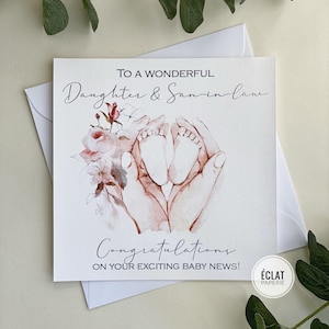 Fille et gendre personnalisés, gendre et belle-fille, félicitations pour votre carte de grossesse, attente d’un bébé, nouveau bébé