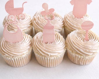 Essbare rosa Cupcake Topper, geeignet für Vegan, Glutenfrei, Halal