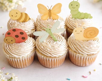 Edible Garden Bugs Cupcake Toppers, Vegan Gluten-Free Wafer Card