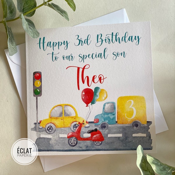 Second Birthday Card Car Etsy