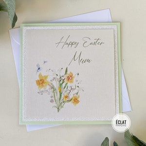 Carte florale personnalisée Happy Easter pour maman / grand-mère / nana, etc. - personnalisez pour toutes les relations et tous les noms