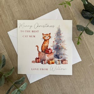 Carte de Noël de chat au meilleur Chat-maman, chat-papa.