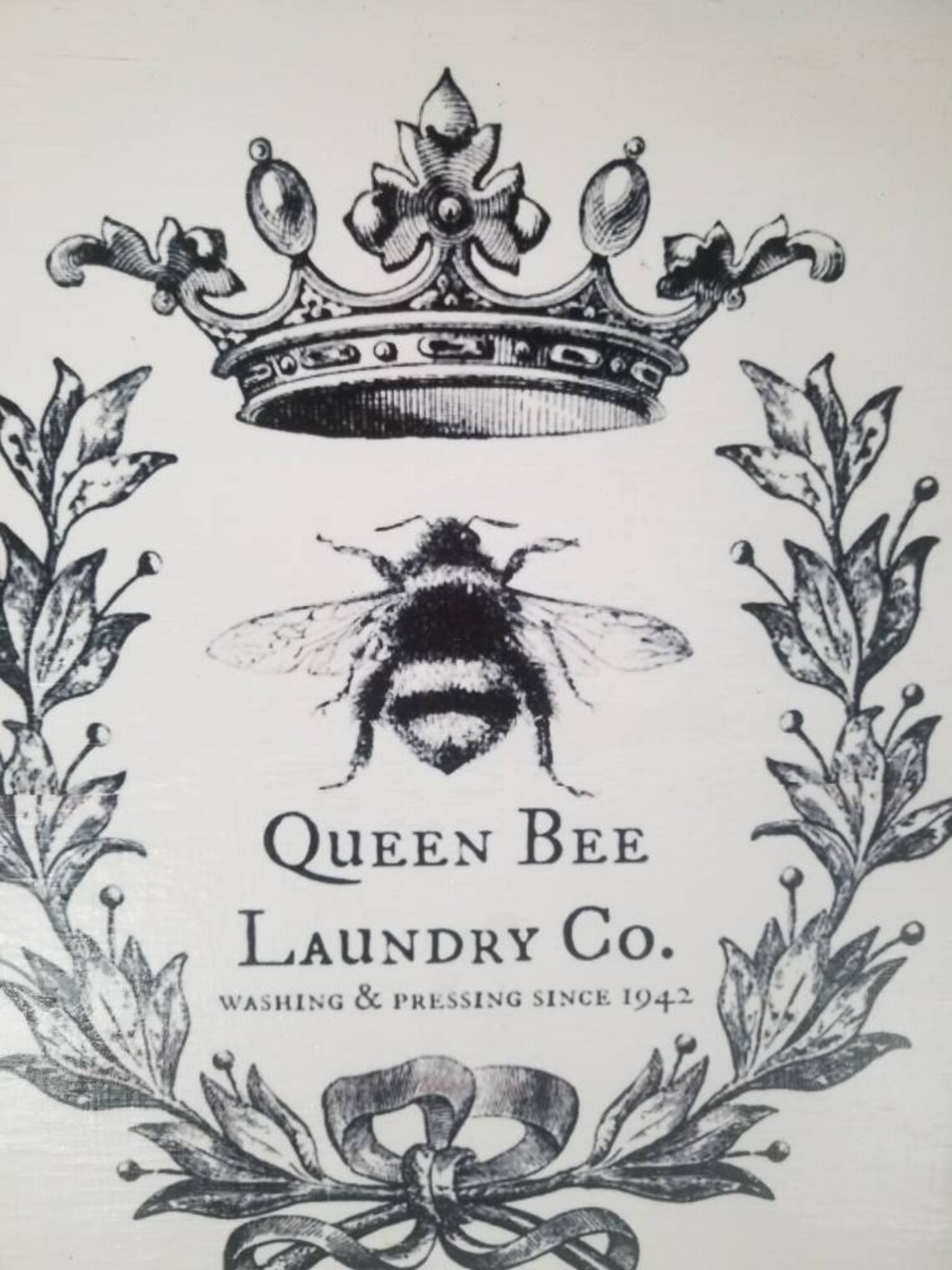 Rustic french laundry room sign queen bee laundry bee wood | Etsy