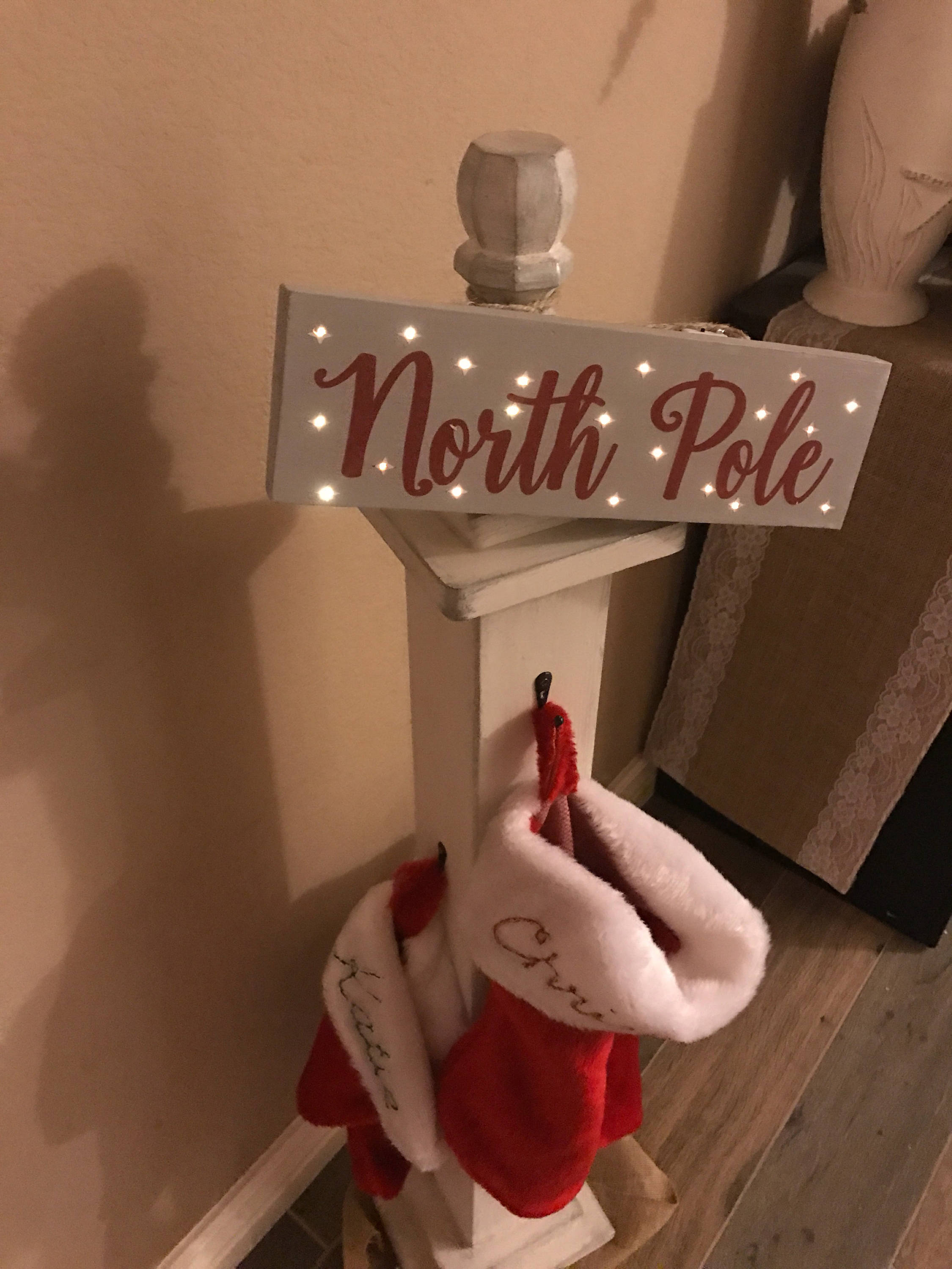 Christmas stocking holderstocking post with hooksNorth Pole Etsy