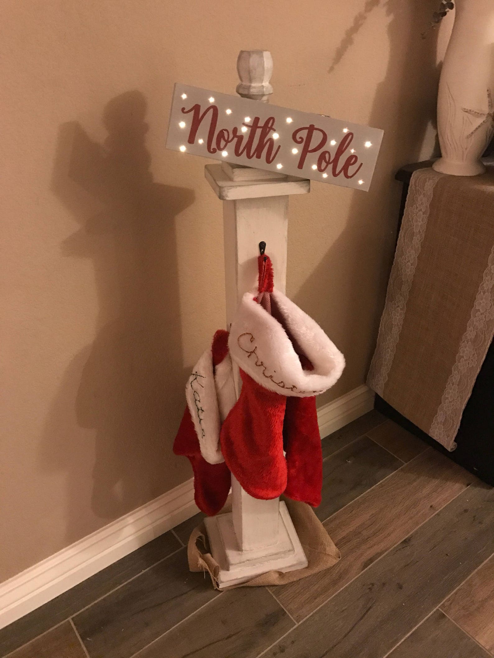 Christmas stocking holderstocking post with hooksNorth Pole Etsy