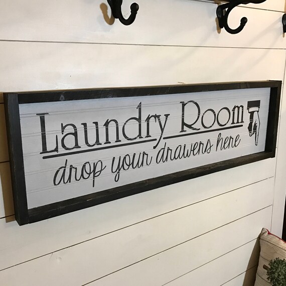 Laundry Room Wood Sign Drop Your Drawers Here Rustic Laundry Room Vintage Laundry Room Laundry Room Wood Sign Large 26 X 12