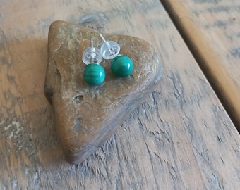 Earrings with malachite / malachite ball earrings / malachite jewelry / malachite stud earrings / malachite stud / green gemstones / silver