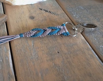 Keychain macrame / bag pendant / bag dangler / gift housewarming / driver's license exam / macrame attachments petrol