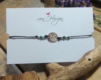 Taurus Zodiac Bracelet 925 Silver / Bracelet with Chrysocolla / Macramé Jewelry / Black Gemstone Bracelet / Birthstone / Taurus