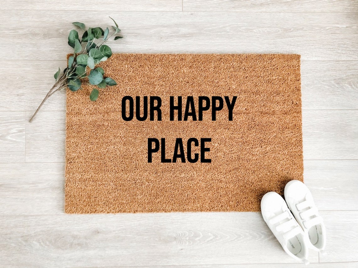 Our Happy Place Doormat Mat Coir Doormat Cute Etsy