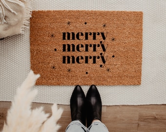 Merry Merry Merry Snowflake Doormat – Winter Decor - Front Porch Decor - Christmas Decor - Welcome Mat – Outdoor Rug – Christmas Doormat