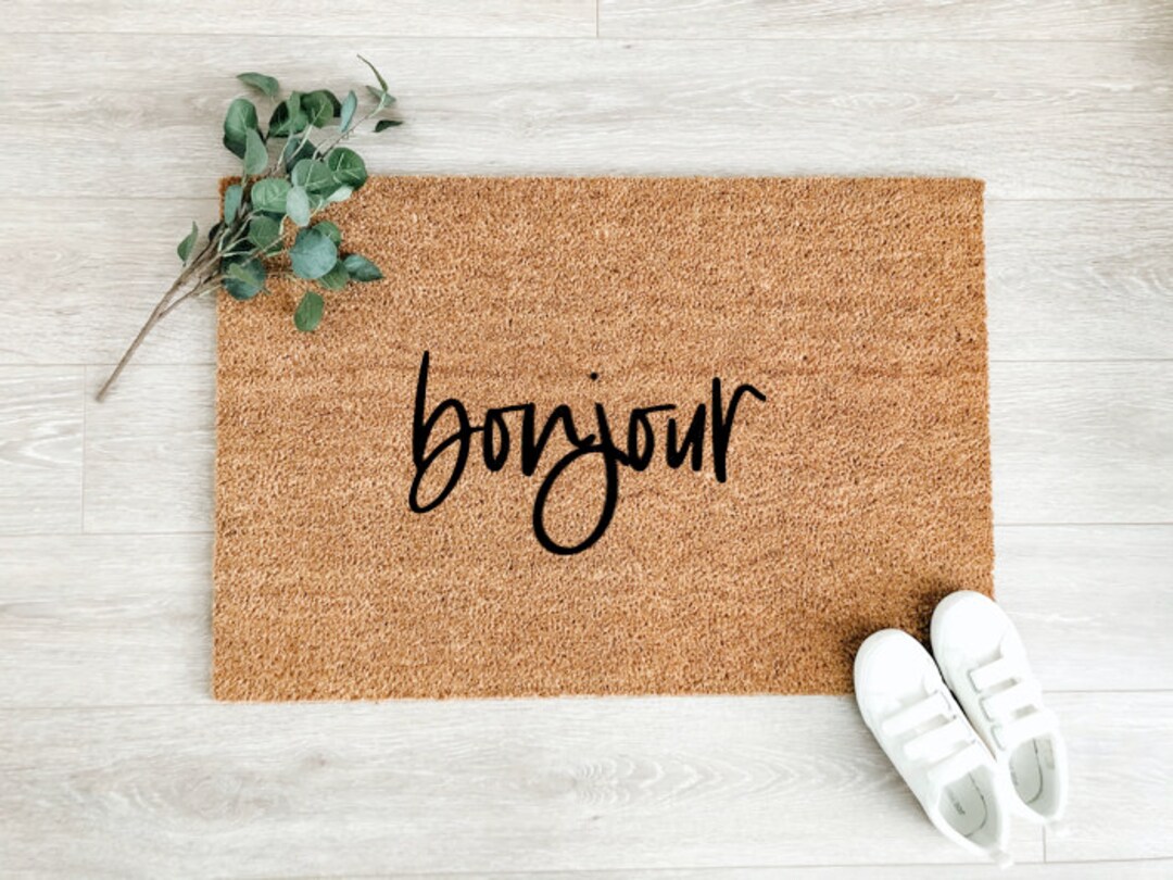 Bonjour Doormat – Welcome Mat – Spring Doormat – Cute Doormat – Front ...