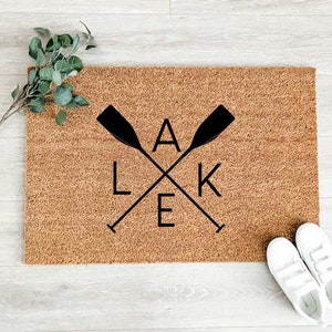 Lake with Paddles Doormat –Welcome Doormat - Welcome Mat – Custom Coir Doormat  – Cute Doormat - Welcome Rug - Cottage Decor