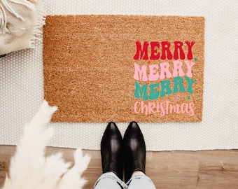 Merry Christmas Retro Doormat - Winter Decor - Front Porch Decor - Christmas Decor - Welcome Mat – Outdoor Rug – Christmas Doormat