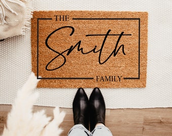 Custom Family Name Door Mat | Wedding Gift | Personalized Custom Doormat | Closing Gift | Welcome Doormat | Front Door Mat | Monogram Rug