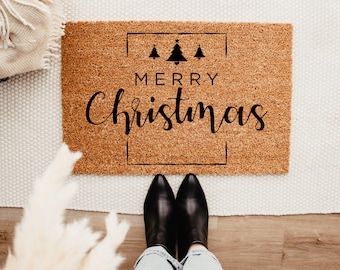 Merry Christmas Border Doormat - Winter Decor - Front Porch Decor - Christmas Decor - Welcome Mat – Outdoor Rug – Christmas Doormat