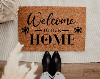 Welcome Holiday Doormat – Winter Decor - Front Porch Decor - Christmas Decor - Welcome Mat – Outdoor Rug – Christmas Doormat