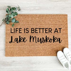 Life is Better at Lake Custom Doormat –Lake Doormat – Fall Doormat  - Welcome Rug - Cottage Decor - Realtor Gift