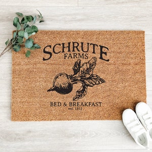 Schrute Farms Doormat – Fall Decor - Front Porch Decor - The Office TV Show - Welcome Mat – Outdoor Rug – Christmas Doormat