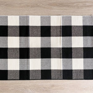 Buffalo Plaid Rug - 24x35 inches - Checkered Rug - Plaid Mat - Woven Cotton Layering Rug - Fits Under 18x30 & 16x24 Doormats - Fall Decor