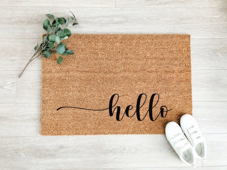 Hello Doormat Mat Coir Doormat Cute Doormat Etsy