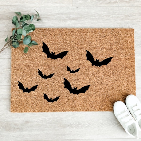 Bats Halloween Doormat – Fall Porch Decor - Fall Decor - Welcome Mat – Outdoor Rug – Coir Doormat – Halloween Decor - Thanksgiving Decor