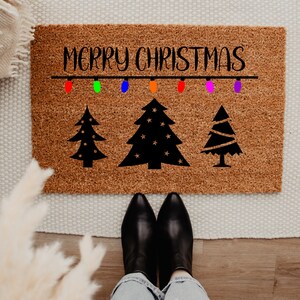Merry Christmas Tree Doormat – Winter Decor - Front Porch Decor - Christmas Decor - Welcome Mat – Outdoor Rug – Christmas Doormat