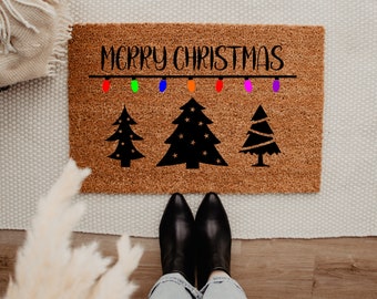Merry Christmas Tree Doormat – Winter Decor - Front Porch Decor - Christmas Decor - Welcome Mat – Outdoor Rug – Christmas Doormat