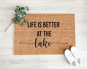 Life is Better at the Lake Doormat –Welcome Doormat - Welcome Mat  – Cute Doormat - Welcome Rug - Cottage Decor