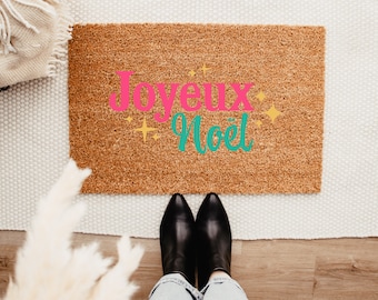 Joyeux Noel Retro Doormat - Winter Decor - Front Porch Decor - Christmas Decor - Welcome Mat – Outdoor Rug – Christmas Doormat